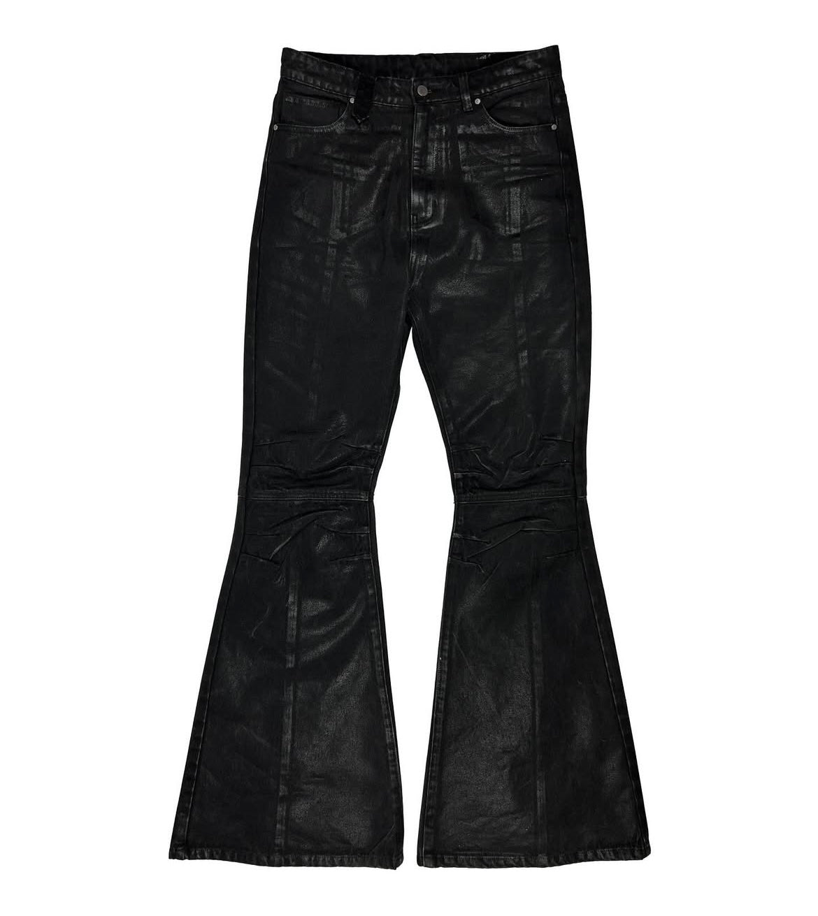 'Nightcore' waxed flared denim