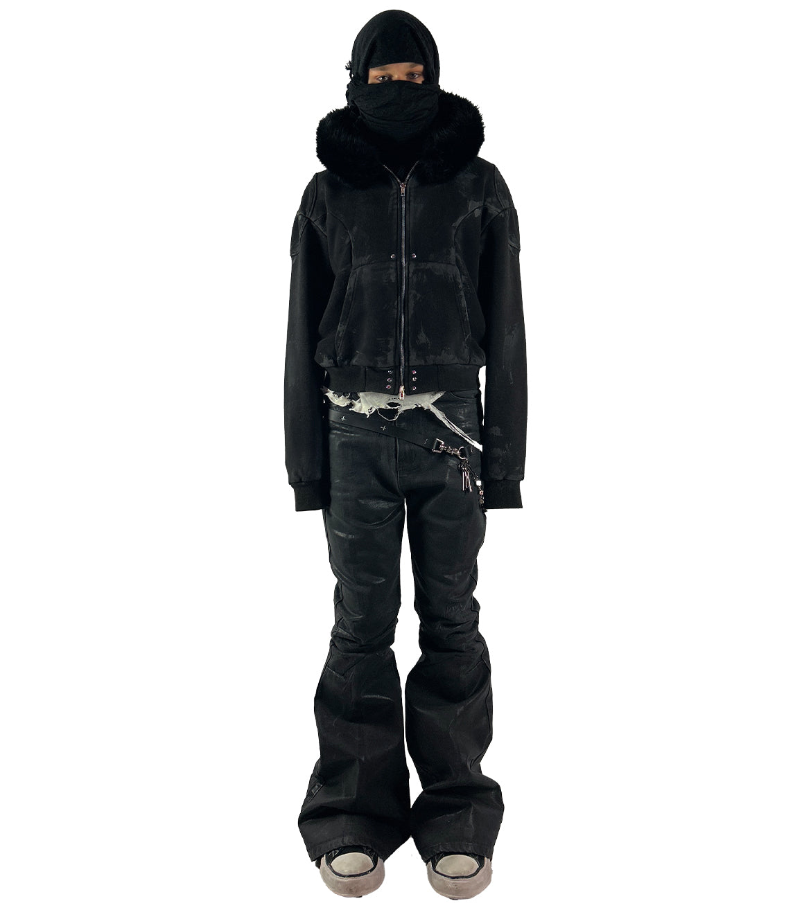 'Nightcore' waxed flared denim