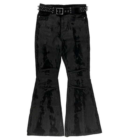 'Nightcore' Waxed Overdyed Flared Denim